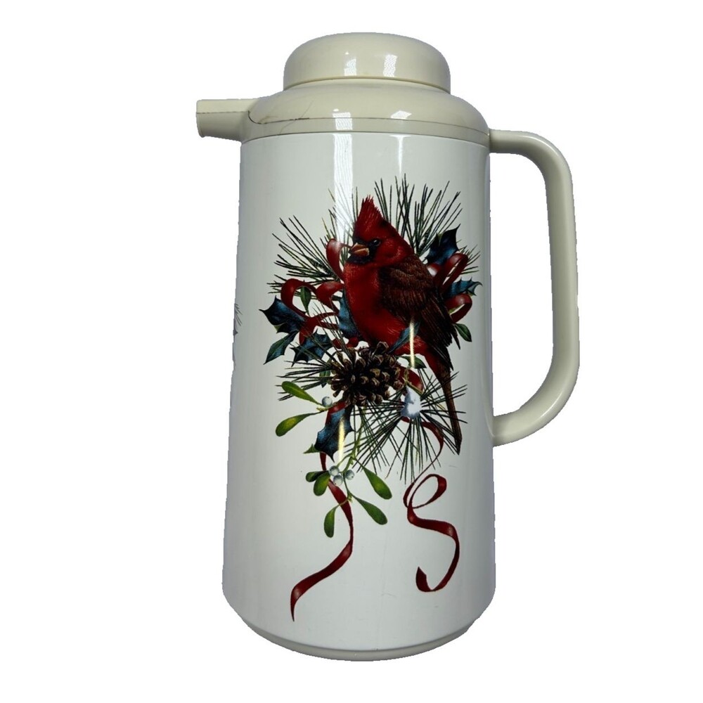 Lenox Winter Christmas Holiday Greetings Red Cardinal Coffee Carafe Thermos